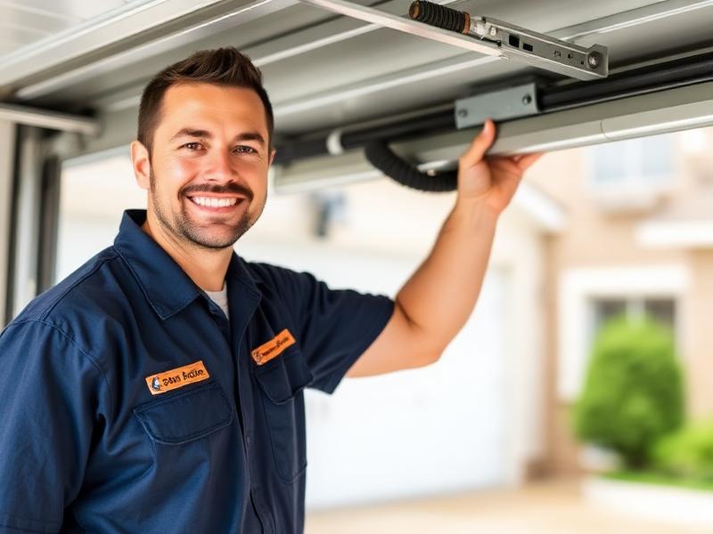 Spicewood Garage Doors professional technician inspecting garage door mechanism